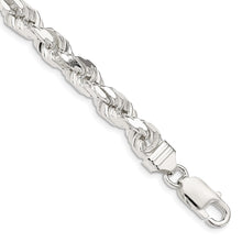 Load image into Gallery viewer, Sterling Silver 7mm Diamond-cut Rope Chain
