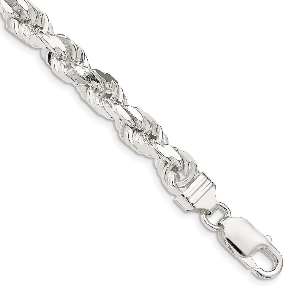 Sterling Silver 7mm Diamond-cut Rope Chain