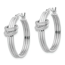Load image into Gallery viewer, Sterling Silver Platinum-Plated Diamond Mystique Fancy Hoop Earrings
