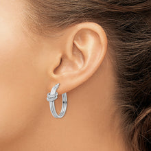 Load image into Gallery viewer, Sterling Silver Platinum-Plated Diamond Mystique Fancy Hoop Earrings
