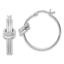 Load image into Gallery viewer, Sterling Silver Platinum-Plated Diamond Mystique Fancy Hoop Earrings

