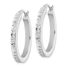 Load image into Gallery viewer, Sterling Silver Platinum-Plated Diamond Mystique Hoop Earrings
