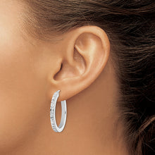 Load image into Gallery viewer, Sterling Silver Platinum-Plated Diamond Mystique Hoop Earrings

