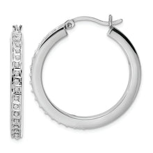 Load image into Gallery viewer, Sterling Silver Platinum-Plated Diamond Mystique Hoop Earrings
