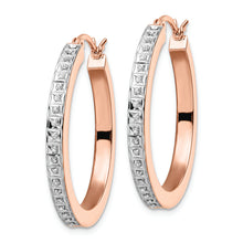 Load image into Gallery viewer, Sterling Silver Rose Gold-Plated Diamond Mystique Hoop Earrings
