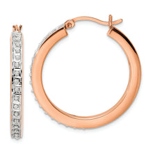 Load image into Gallery viewer, Sterling Silver Rose Gold-Plated Diamond Mystique Hoop Earrings
