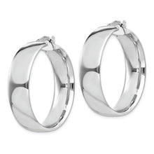 Load image into Gallery viewer, Sterling Silver Rhodium-plated 7x30mm Hoop Earrings
