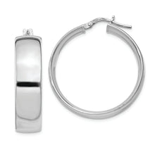 Load image into Gallery viewer, Sterling Silver Rhodium-plated 7x30mm Hoop Earrings
