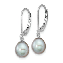 Load image into Gallery viewer, Sterling Silver Rhodium-plated 7-8mm Grey Rice FWC Pearl Earrings
