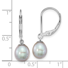 Load image into Gallery viewer, Sterling Silver Rhodium-plated 7-8mm Grey Rice FWC Pearl Earrings
