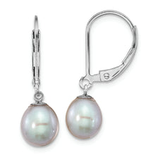 Load image into Gallery viewer, Sterling Silver Rhodium-plated 7-8mm Grey Rice FWC Pearl Earrings
