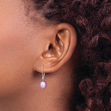 Load image into Gallery viewer, Sterling Silver Rhodium-plated 7-8mm Purple FWC Pearl Leverback Earrings
