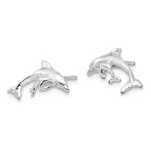 Load image into Gallery viewer, Sterling Silver Polished Dolphin and Baby Post Earrings
