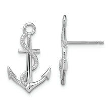 Load image into Gallery viewer, Sterling Silver Polished Anchor w/Rope Post Earrings
