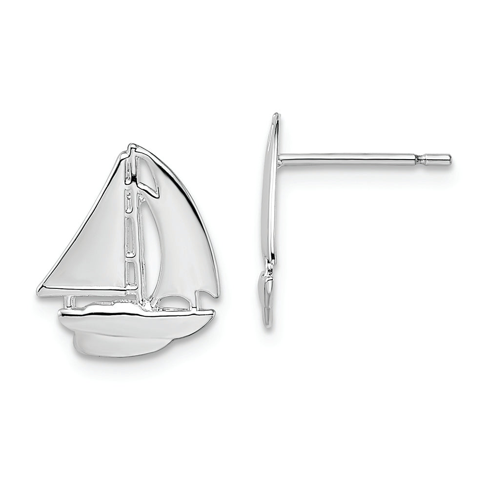 Sterling Silver Polished Small Sailboat Post Earrings