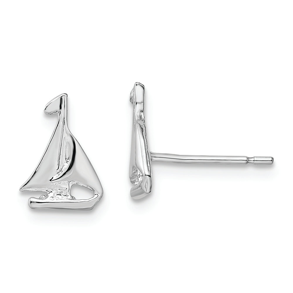 Sterling Silver Polished Mini Sailboat Post Earrings