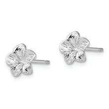 Load image into Gallery viewer, Sterling Silver Polished Plumeria Flower Post Earrings
