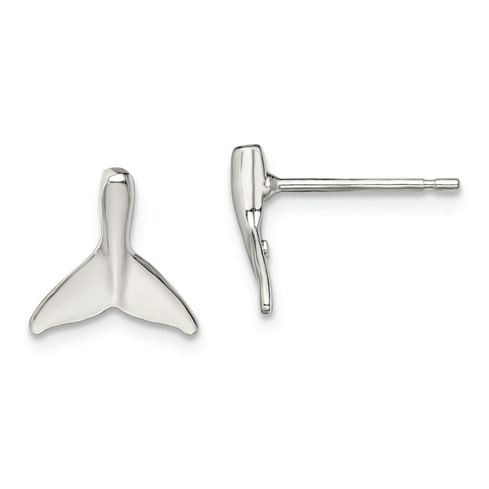 Sterling Silver Polished Mini Whale Tail Post Earrings