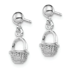 Load image into Gallery viewer, Sterling Silver Polished 3D Mini Basket Dangle Post Earrings
