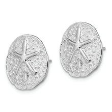 Load image into Gallery viewer, Sterling Silver Polished Small Sand Dollar w/Starfish Post Earrings
