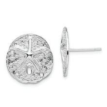 Load image into Gallery viewer, Sterling Silver Polished Small Sand Dollar w/Starfish Post Earrings
