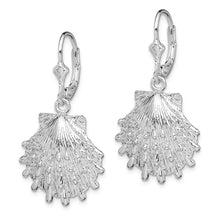 Load image into Gallery viewer, Sterling Silver Polished Lions Paw Shell Leverback Earrings
