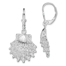 Load image into Gallery viewer, Sterling Silver Polished Lions Paw Shell Leverback Earrings
