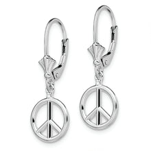 Load image into Gallery viewer, Sterling Silver Polished 3D Peace Symbol Leverback Earrings
