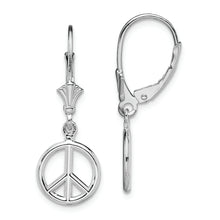 Load image into Gallery viewer, Sterling Silver Polished 3D Peace Symbol Leverback Earrings
