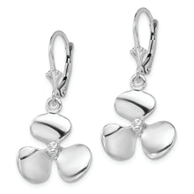 Load image into Gallery viewer, Sterling Silver Polished 3D Propeller Leverback Earrings

