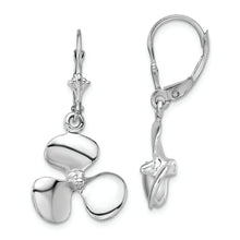 Load image into Gallery viewer, Sterling Silver Polished 3D Propeller Leverback Earrings
