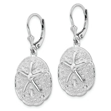 Load image into Gallery viewer, Sterling Silver Polished Sand Dollar w/Starfish Leverback Earrings
