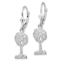Load image into Gallery viewer, Sterling Silver Polished Palm Tree Leverback Earrings
