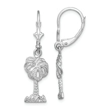 Load image into Gallery viewer, Sterling Silver Polished Palm Tree Leverback Earrings
