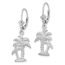 Load image into Gallery viewer, Sterling Silver Polished Palm Trees Leverback Earrings
