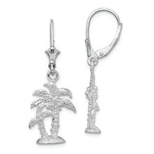 Load image into Gallery viewer, Sterling Silver Polished Palm Trees Leverback Earrings
