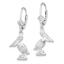 Load image into Gallery viewer, Sterling Silver Polished 3D Small Pelican Leverback Earrings
