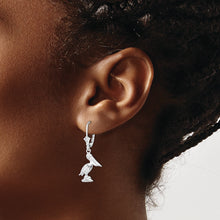 Load image into Gallery viewer, Sterling Silver Polished 3D Small Pelican Leverback Earrings
