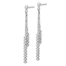 Load image into Gallery viewer, Sterling Silver Rhodium-plated Polished Beaded Post Dangle Earrings
