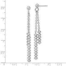 Load image into Gallery viewer, Sterling Silver Rhodium-plated Polished Beaded Post Dangle Earrings
