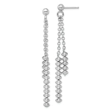 Load image into Gallery viewer, Sterling Silver Rhodium-plated Polished Beaded Post Dangle Earrings
