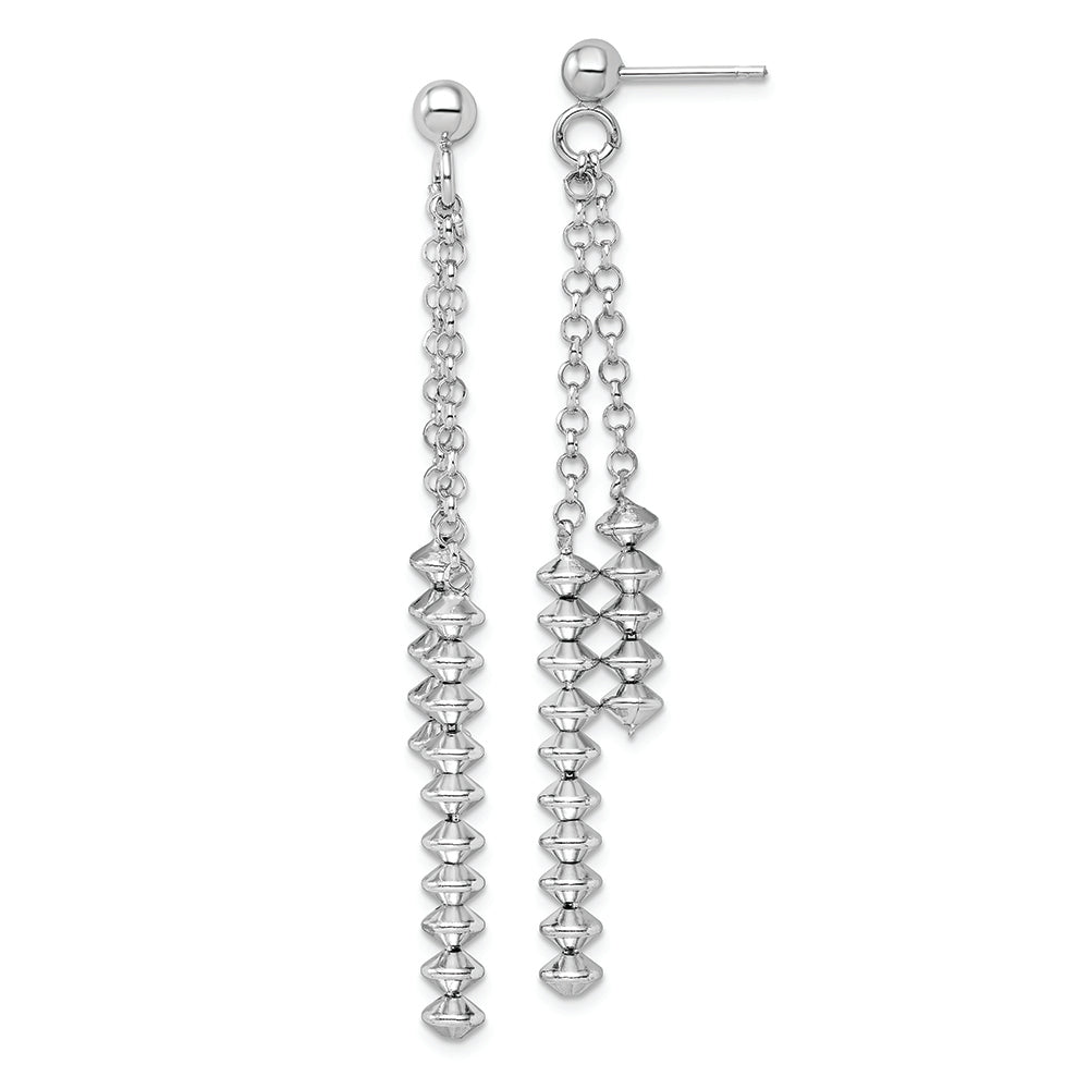 Sterling Silver Rhodium-plated Polished Beaded Post Dangle Earrings