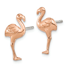 Load image into Gallery viewer, Sterling Silver Rose Gold-plated Flamingo Post Earrings
