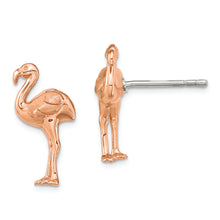 Load image into Gallery viewer, Sterling Silver Rose Gold-plated Flamingo Post Earrings
