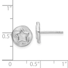 Load image into Gallery viewer, Sterling Silver Rhodium-plated Star in Satin Circle Post Earrings
