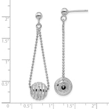 Load image into Gallery viewer, Sterling Silver Rhodium-plated Lasered Bead Chain Dangle Post Earrings
