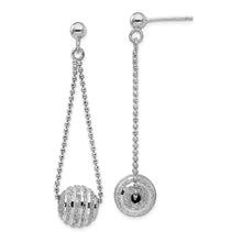 Load image into Gallery viewer, Sterling Silver Rhodium-plated Lasered Bead Chain Dangle Post Earrings
