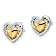 Load image into Gallery viewer, Sterling Silver RH-plated &amp; Gold-plated Heart Post Earrings
