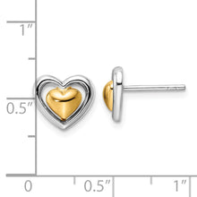 Load image into Gallery viewer, Sterling Silver RH-plated &amp; Gold-plated Heart Post Earrings
