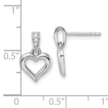 Load image into Gallery viewer, Sterling Silver RH Polished CZ Heart Post Dangle Earrings
